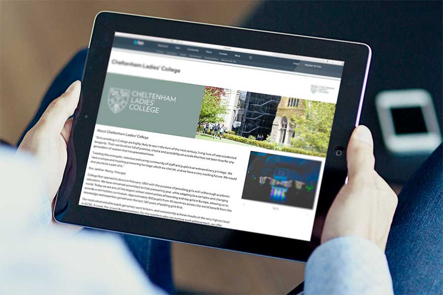 Recruitment Advertising for College cheltenham ladies college website on tablet