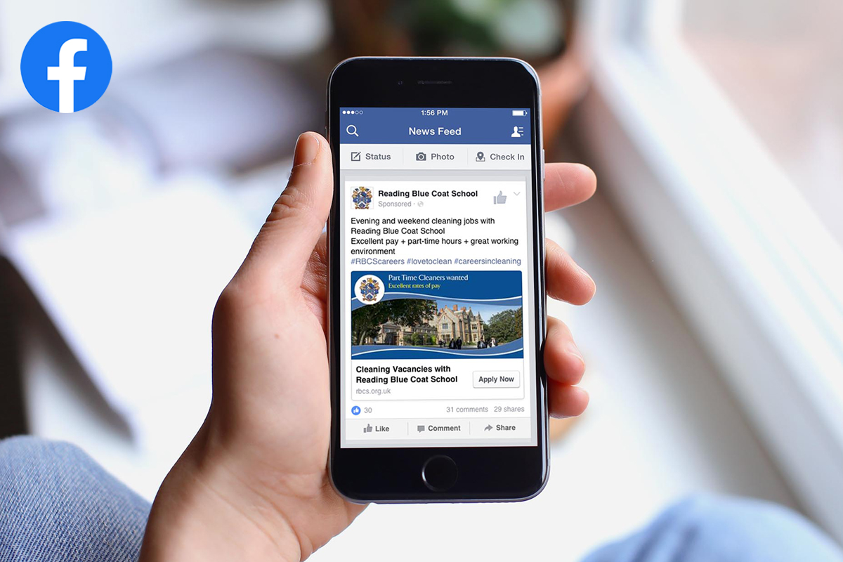 Reading Blue Coats Recruitment Marketing Social Media reading blue coats facebook page on mobile