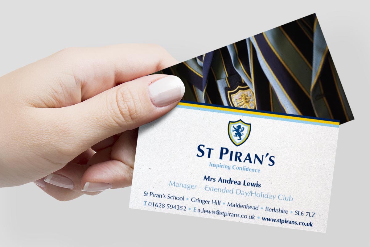 Business Card Print Design for St Piran’s School st pirans school business cards