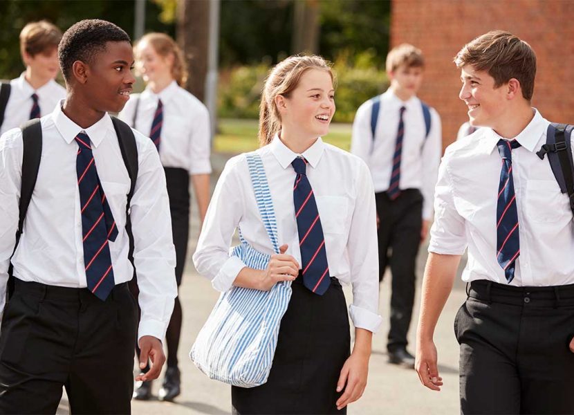 school children walking